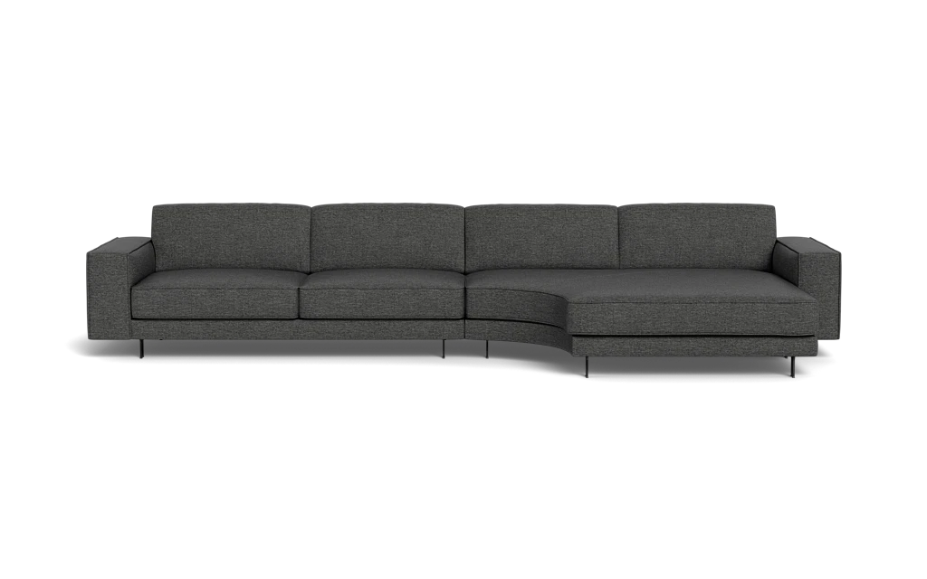 Samba Day sofa med rund chaiselong og Pedro arm - Cortina stof - 77 grey