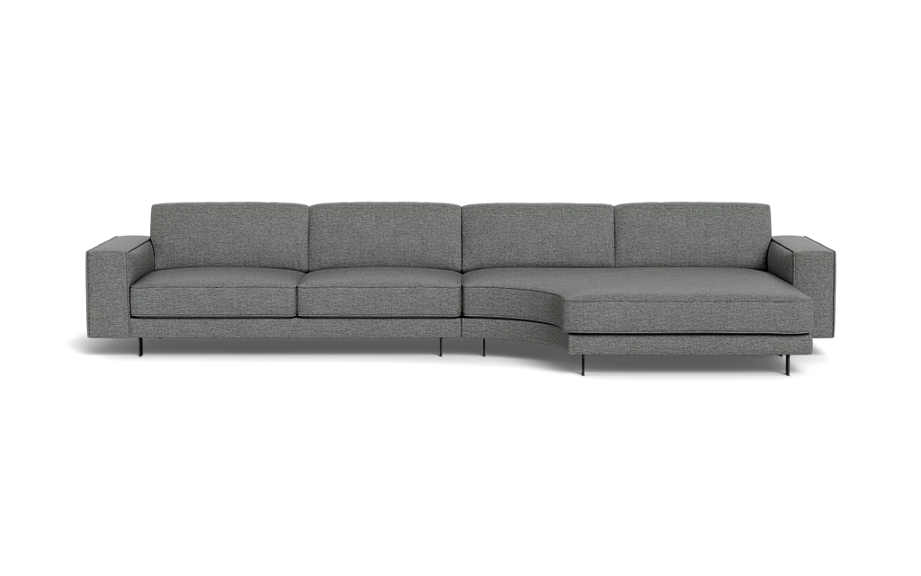Samba Day sofa med rund chaiselong og Pedro arm - Cortina stof - 72 light grey
