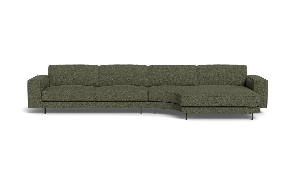 Samba Day sofa med rund chaiselong og Pedro arm - Makalu stof - forest
