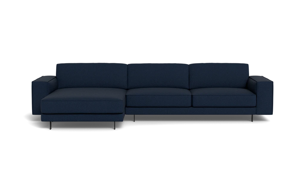 Samba Day sofa med chaiselong med Pedro arm - Salento stof - 48 dark blue