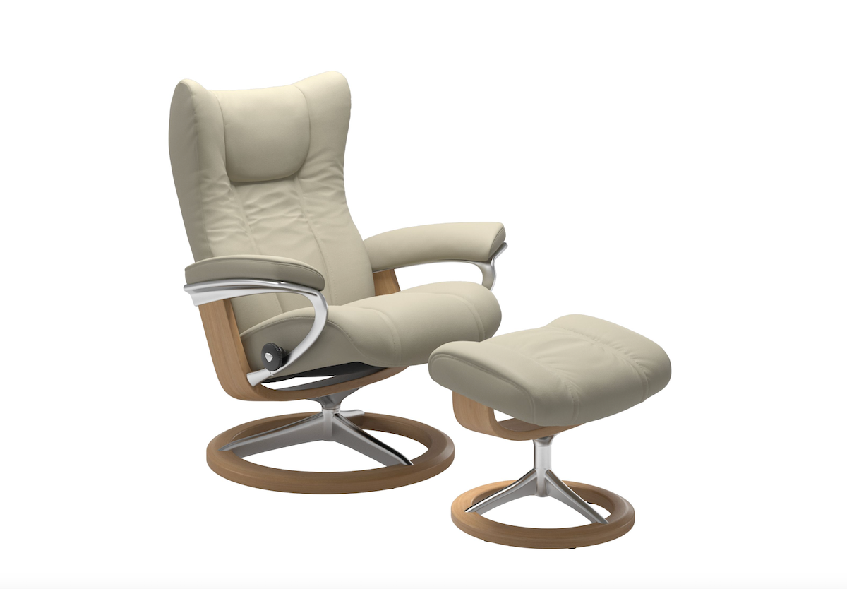Stressless® Wing Signature lænestol & skammel - Krom
